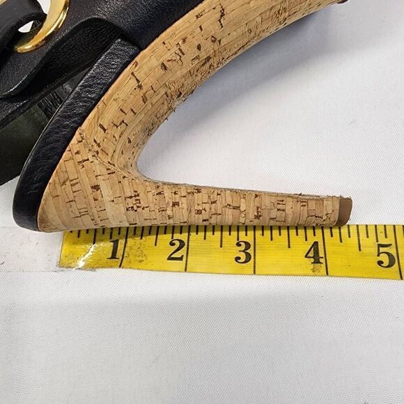 Via Spiga Onitta Cork Open Toe Leather Sandal Heels Slingback Black Size 8.5 I - Picture 10 of 10
